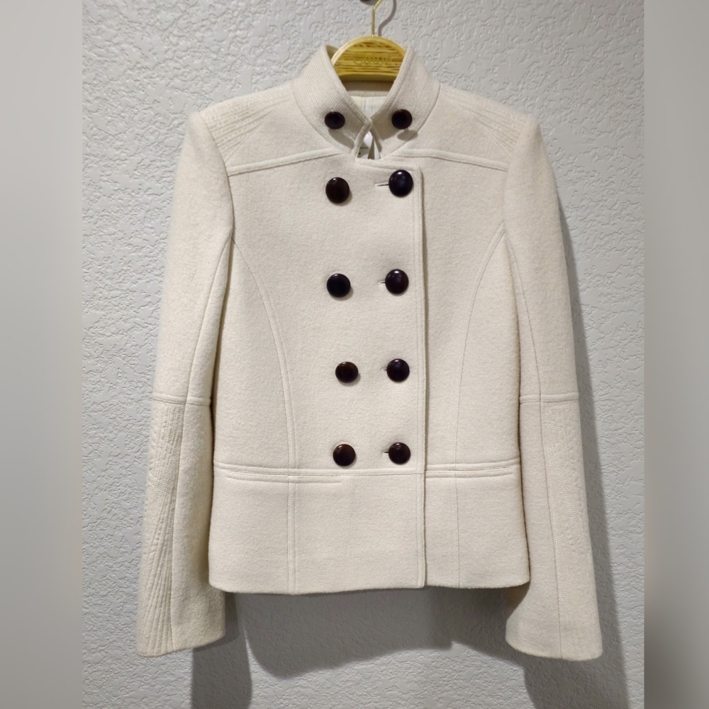Chloe Elegant Cream Double-Breasted Women's Jacket